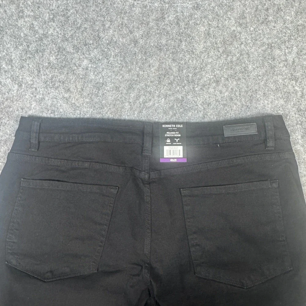 Kenneth Cole New York Mens Relaxed Fit Stretch Denim Jeans Black 40x29 NWT